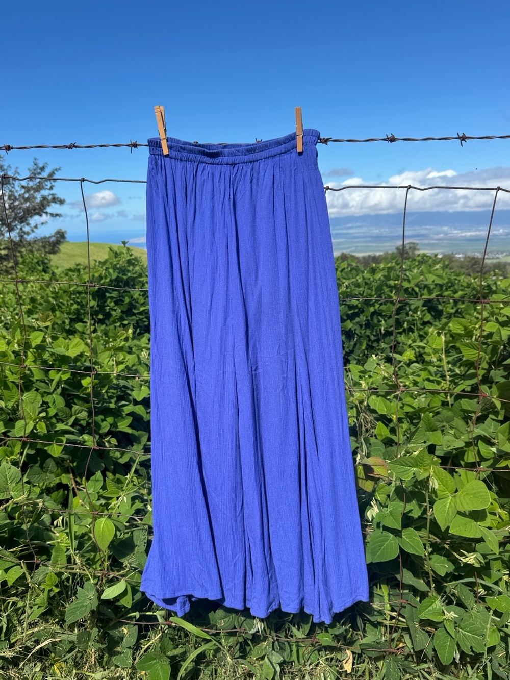 Y2K Boho Chic whimsi Serendipity Maui Purple Blue Gauze Maxi Skirt XS
